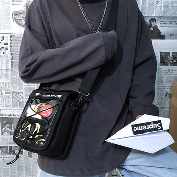 Нов модел мъжка квадратна чанта с надпис и значки