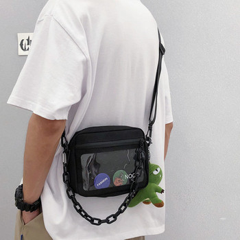 Мъжка чанта с дълга дръжка и прозрачен джоб