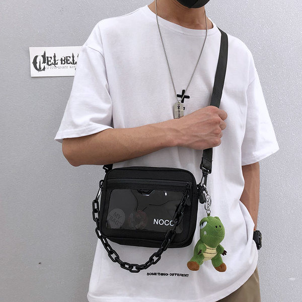 Vīriešu soma ar garu rokturi un caurspīdīgu kabatu