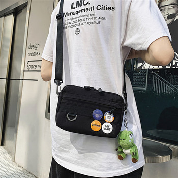 Квадратна чанта от текстил със значки за мъже 