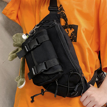 Ανδρική υφασμάτινη τσάντα με πλαστικό κούμπωμα και κορδόνια