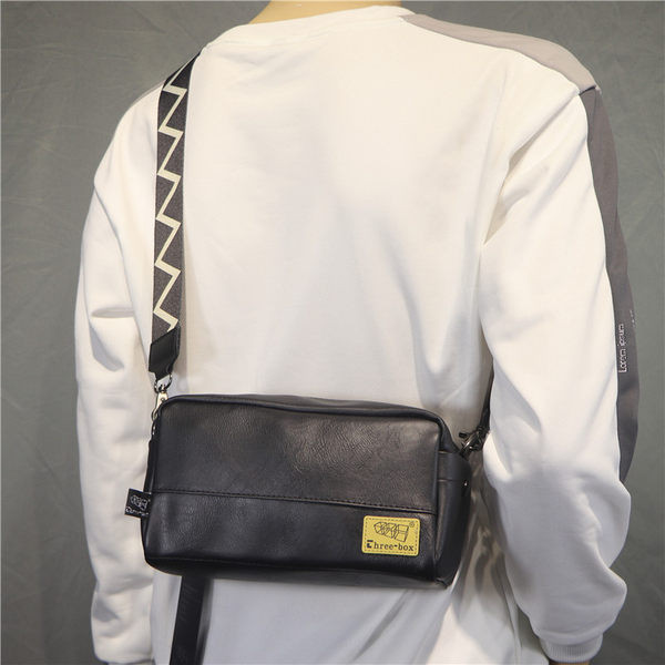 Jauna modeļa vīriešu ādas soma ar tekstila plecu rokturi