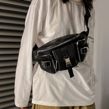 Αντρική ανδρική τσάντα από οικολογικό δέρμα με μεταλλικό κούμπωμα