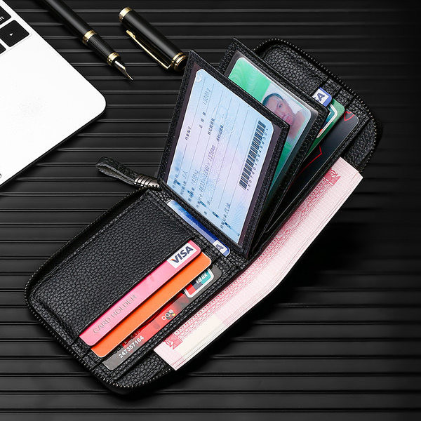 Ikdienas vīriešu maks ar uzrakstu un rāvējslēdzēju