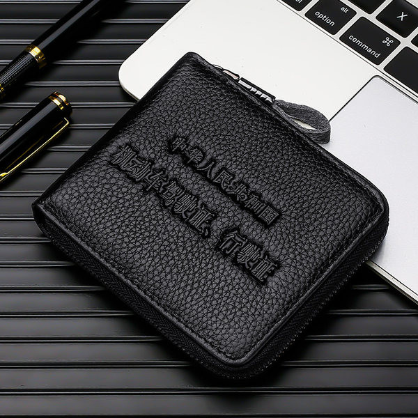 Ikdienas vīriešu maks ar uzrakstu un rāvējslēdzēju