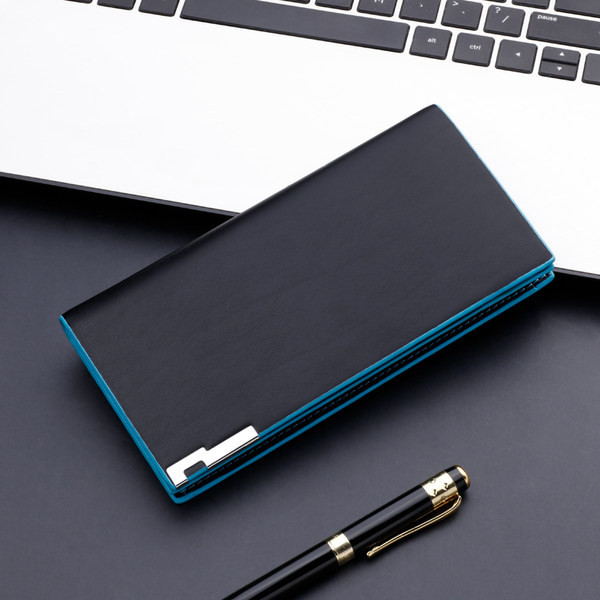 Vīriešu mākslīgās ādas maks ar metāla elementu