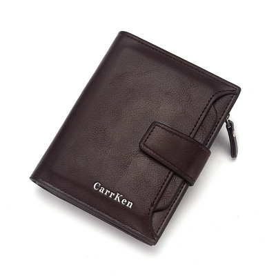 Eko bőrből készült férfi pénztárca felirattal és cipzárral