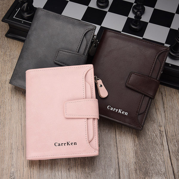 Eko bőrből készült férfi pénztárca felirattal és cipzárral