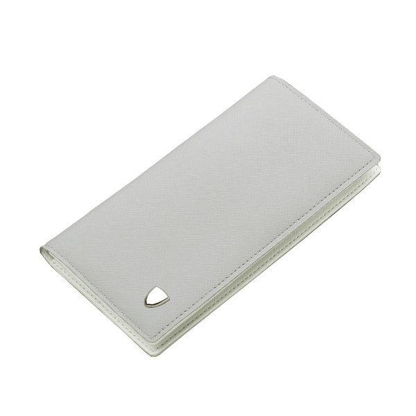 Vīriešu maks pelēkā krāsā un metāla elementā