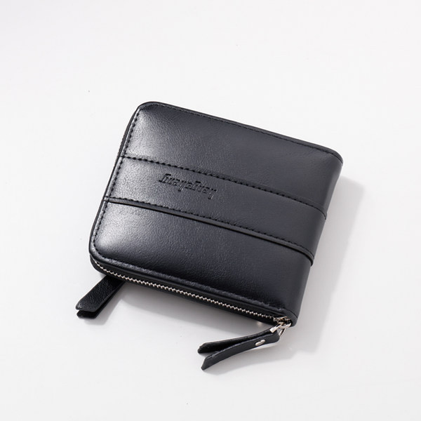 Eko bőrből készült kis férfi pénztárca cipzárral és felirattal