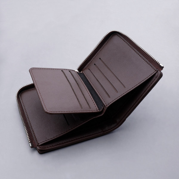 Férfi bőr pénztárca cipzárral és felirattal