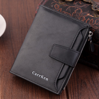 Férfi bőr pénztárca cipzárral és csattal