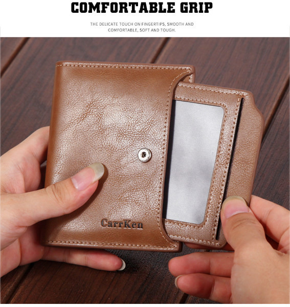 Férfi bőr pénztárca cipzárral és csattal