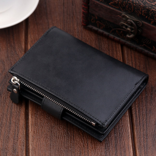 Férfi bőr pénztárca cipzárral és csattal