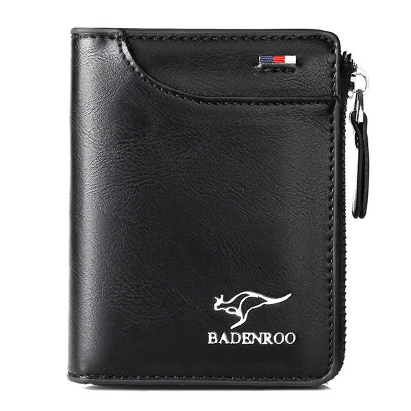 Μικρό έκο δερμάτινο πορτοφόλι με φερμουάρ και επιγραφή