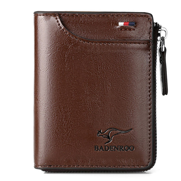 Μικρό έκο δερμάτινο πορτοφόλι με φερμουάρ και επιγραφή