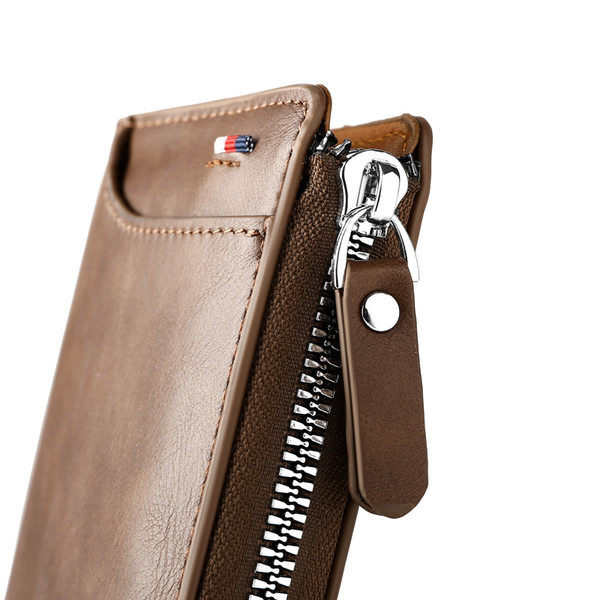 Μικρό έκο δερμάτινο πορτοφόλι με φερμουάρ και επιγραφή