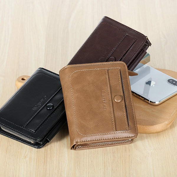 Μικρό ανδρικό πορτοφόλι από οικολογικό δέρμα με τσέπη για κέρμα