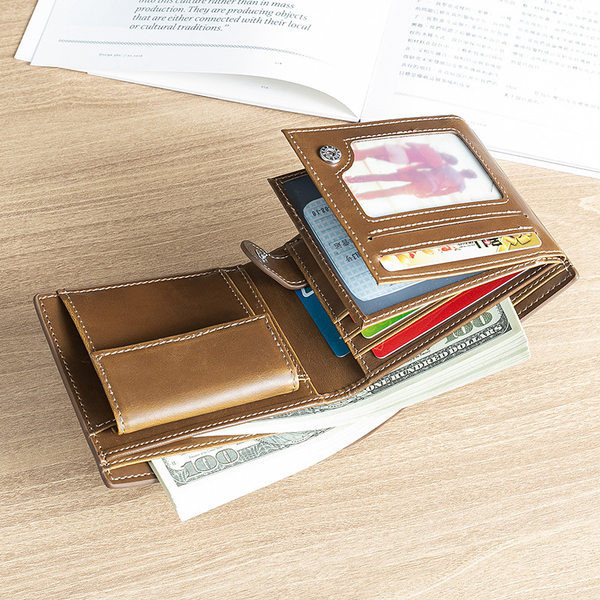 Öko-nahast moodne meeste rahakott münditaskuga