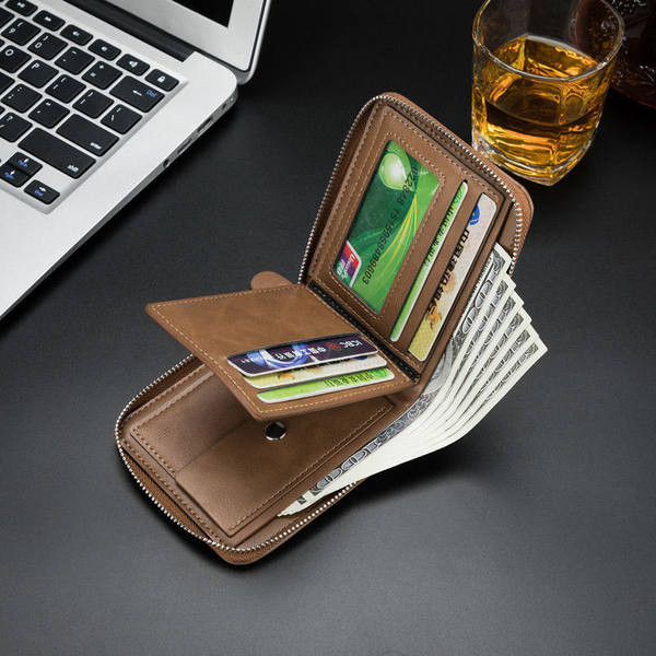 Öko-nahast kompaktne meeste rahakott luku ja kirjaga