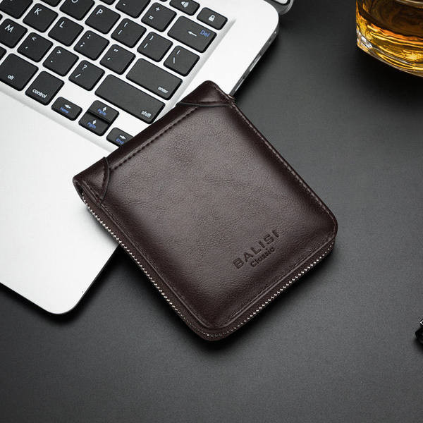 Öko-nahast kompaktne meeste rahakott luku ja kirjaga