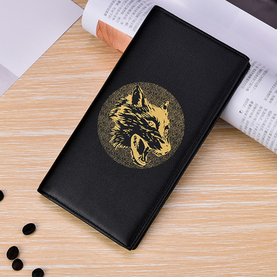 Vīriešu ādas maks ar krāsainu aplikāciju