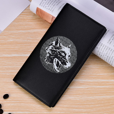 Vīriešu ādas maks ar krāsainu aplikāciju