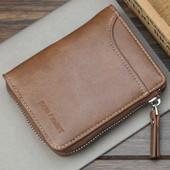 Moderns vīriešu maks no eko ādas - rāvējslēdzēja aizdare