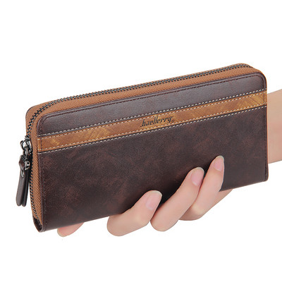 Vīriešu ādas maks ar emblēmu un rāvējslēdzēju