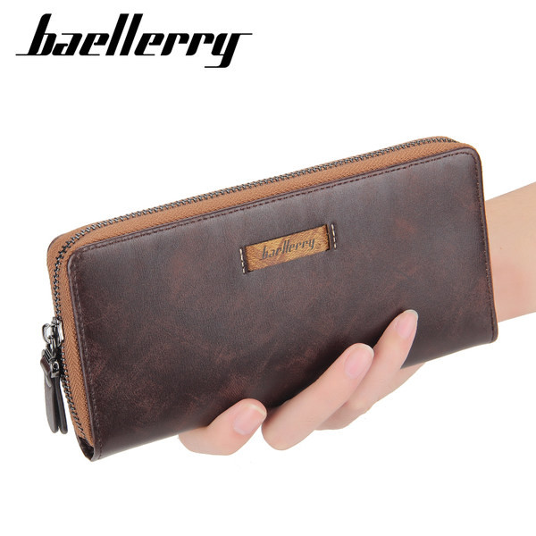 Vīriešu ādas maks ar emblēmu un rāvējslēdzēju