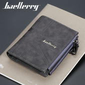 Ādas vīriešu maks ar uzrakstu un rāvējslēdzējiem