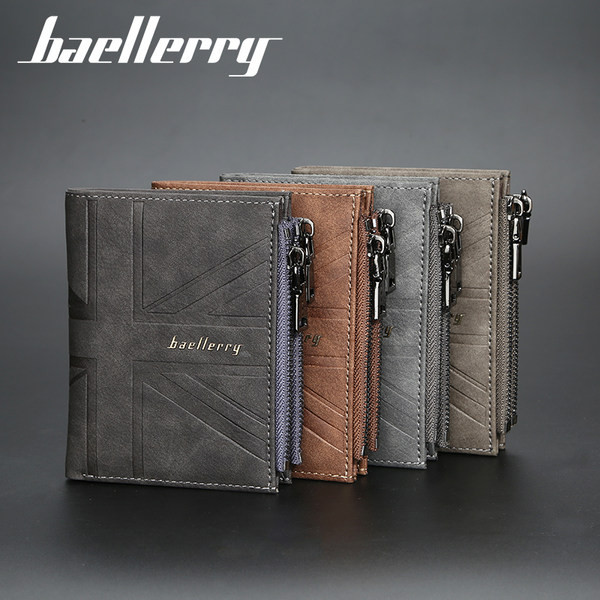 Ādas vīriešu maks ar uzrakstu un rāvējslēdzējiem