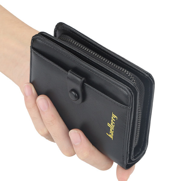 Ανδρικό πορτοφόλι με μεταλλικό κούμπωμα και φερμουάρ