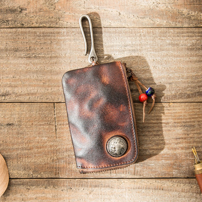 Μικρό έκο δερμάτινο πορτοφόλι με φερμουάρ