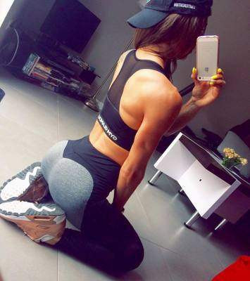 Sieviešu sporta legingi ar augstu vidukli pelēkā un melnā krāsā