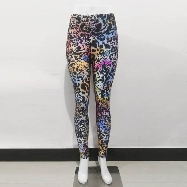 Sieviešu krāsaini legingi ar augstu vidukli un dzīvnieku apdruku
