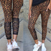 Γυναικείες κολάν με τούλι και κορδόνια - animal print