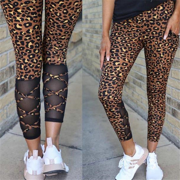 Γυναικείες κολάν με τούλι και κορδόνια - animal print