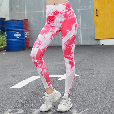 Naiste kõrge vöökohaga võrgusilma ja aplikatsiooniga spordiretuusid