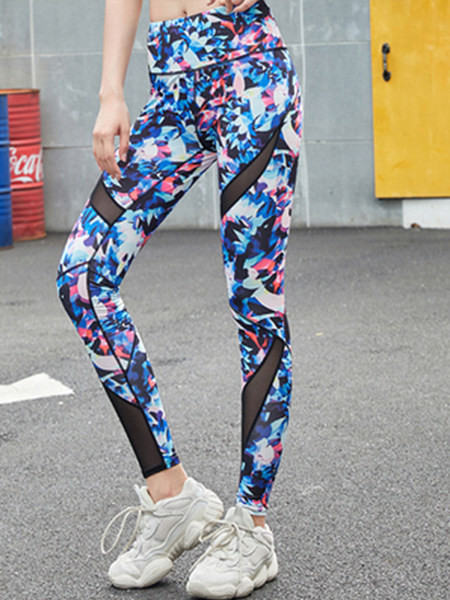 Naiste kõrge vöökohaga võrgusilma ja aplikatsiooniga spordiretuusid