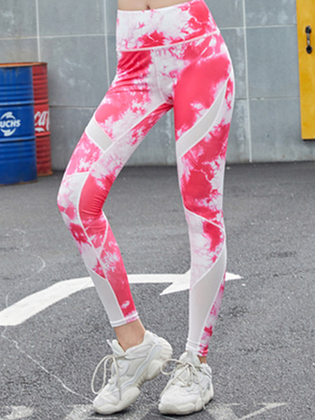 Naiste kõrge vöökohaga võrgusilma ja aplikatsiooniga spordiretuusid