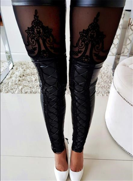 Sieviešu moderni legingi no eko ādas