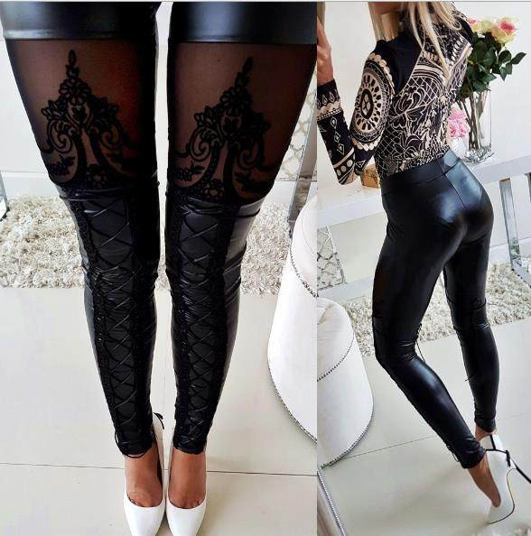 Sieviešu moderni legingi no eko ādas