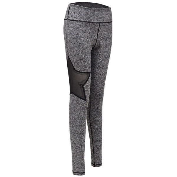 Jauna modeļa sieviešu sporta legingi ar tillu pelēkā un melnā krāsā