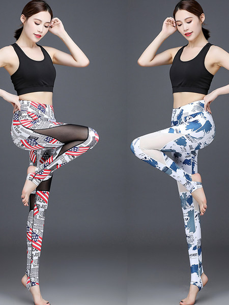 Sieviešu sporta legingi ar augstu vidukļa tīklu un aplikāciju