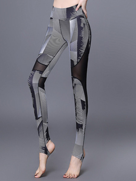 Sieviešu sporta legingi ar augstu vidukļa tīklu un aplikāciju
