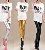 Sieviešu legingi no ādas imitācijas ar augstu vidukli