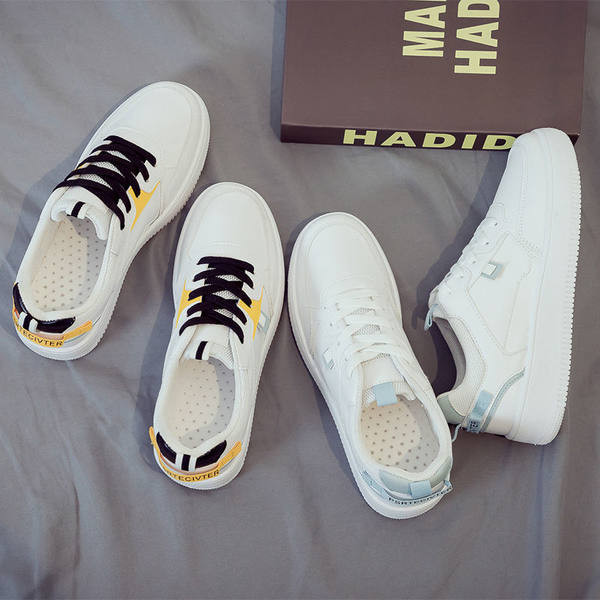 Vīriešu kedas no eko ādas ar krāsainām saitēm un uzrakstu