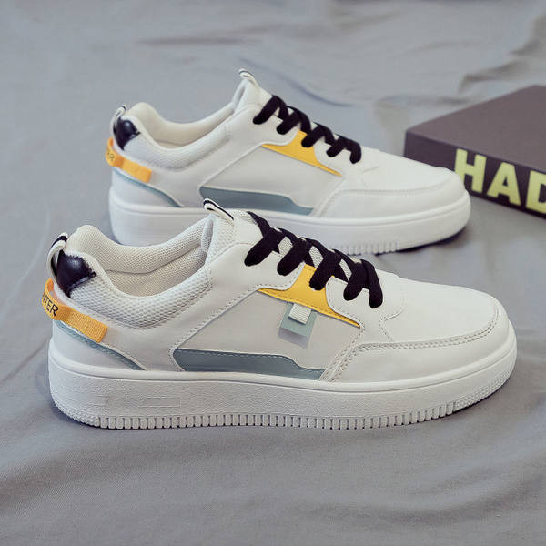 Vīriešu kedas no eko ādas ar krāsainām saitēm un uzrakstu