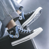 Vīriešu augstas tekstila kedas ar saitēm un emblēmu